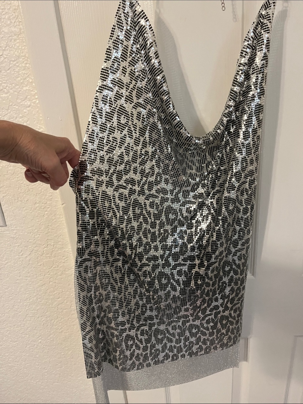 Silver Leopard Metal Cowl Neck Women’s Top/dress